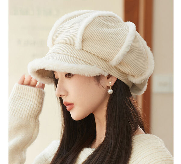 Mũ nồi nhung tăm nữ có lót lông dày