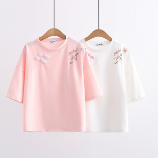 Áo thun nữ thêu hoa anh đào Sakura