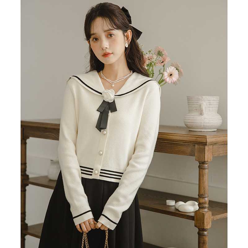 Áo khoác len cardigan nữ kiểu thủy thủ dệt kim