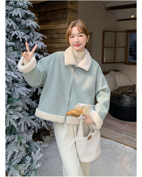 Áo khoác lông cừu chất liệu da lộn lót lông dày giữ ấm,...