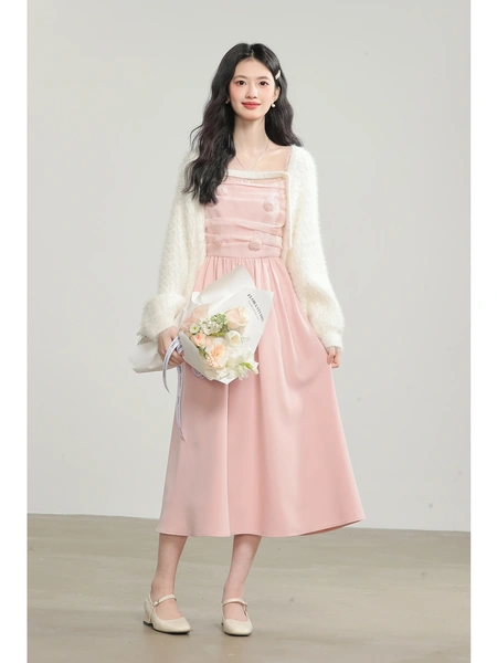 Váy liền dây vai phong cách ngọt ngào eo cao dịu dàng khí chất...