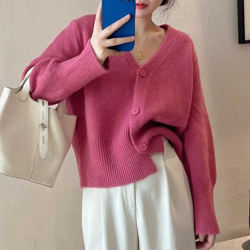 Áo khoác cardigan dệt kim cổ chữ V mùa xuân thu dành cho nữ
