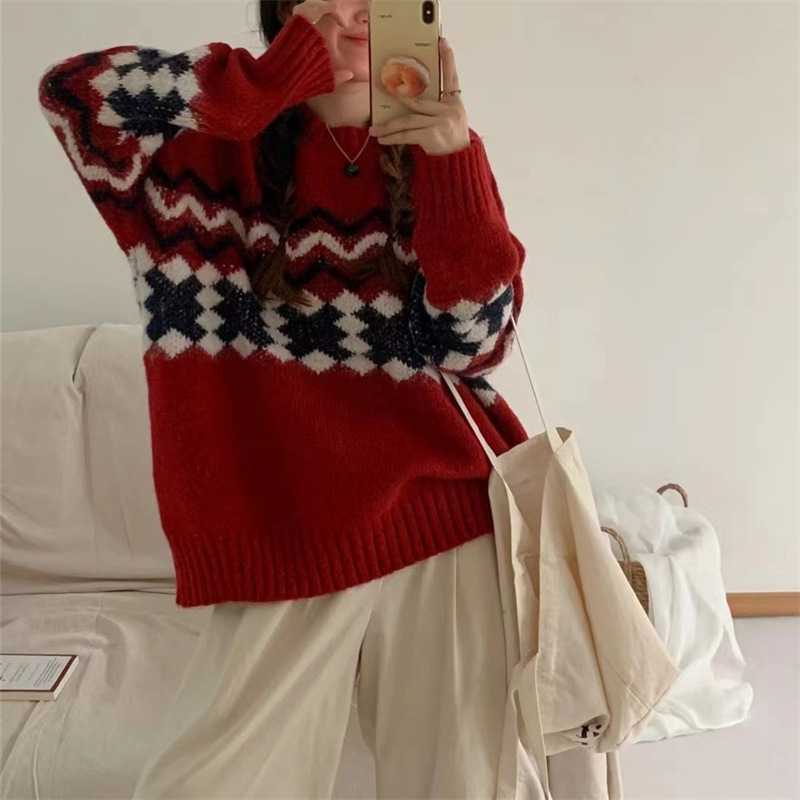 Áo khoác len dệt kim nữ cổ tròn