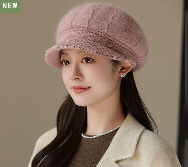 Mũ beret nữ chất liệu lông thỏ dày dặn giữ ấm tốt mùa thu...