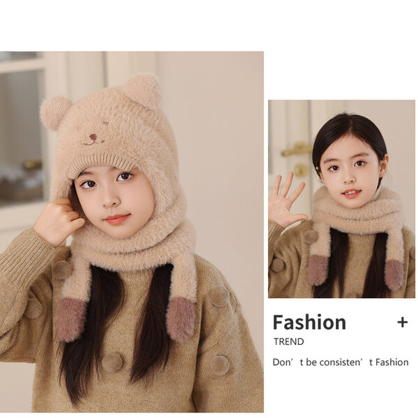 Mũ len kèm khẩu trang & khăn quàng liền trẻ em mùa đông chui...