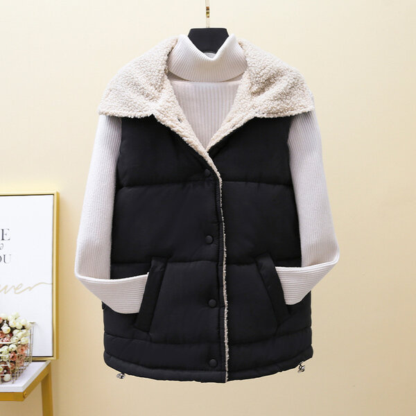 Áo khoác phao gile nữ dáng ngắn, không tay, giữ ấm mùa thu đông