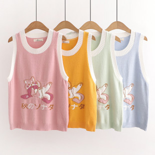 Áo len gile nữ hình mèo con