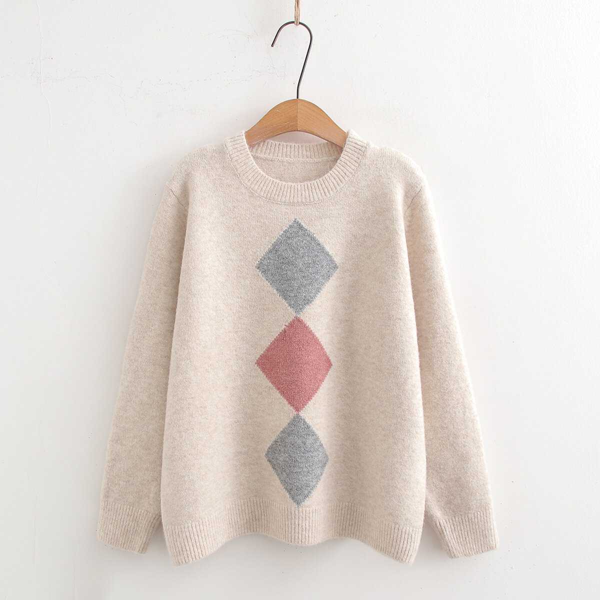 Áo len nữ dệt kim cổ tròn