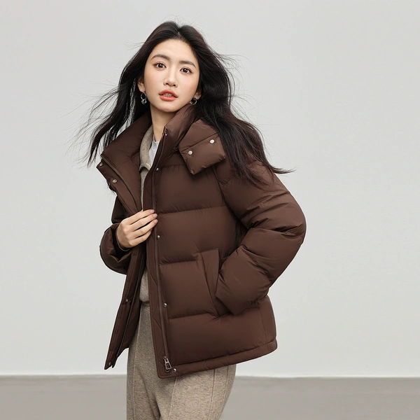 Áo khoác phao lông vũ nữ dáng ngắn giữ ấm mùa đông