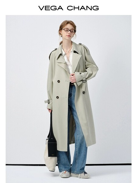 Áo khoác măng tô nữ kèm đai áo
