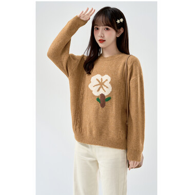 Áo len nữ dài tay hoạt tiết cây hoa xinh xắn