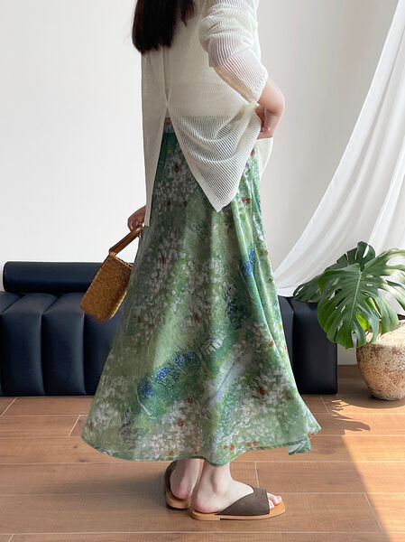 Chân váy chữ A cổ điển, eo chun tôn dáng