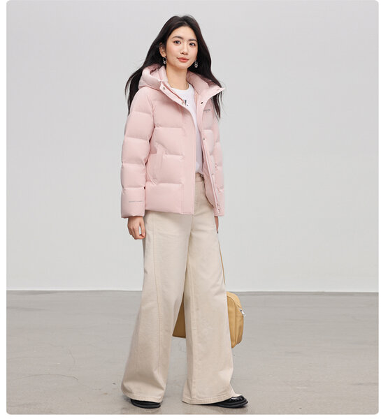 Áo khoác phao lông vũ nữ dáng ngắn mùa đông