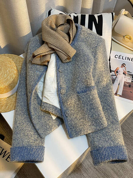 Áo khoác dạ tweed nữ phong cách tiểu thư