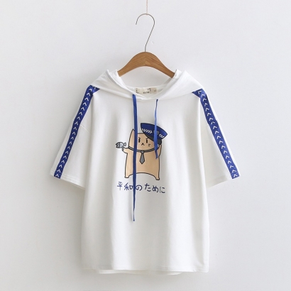 Áo hoodie ngắn tay nữ hình chú mèo cảnh sát