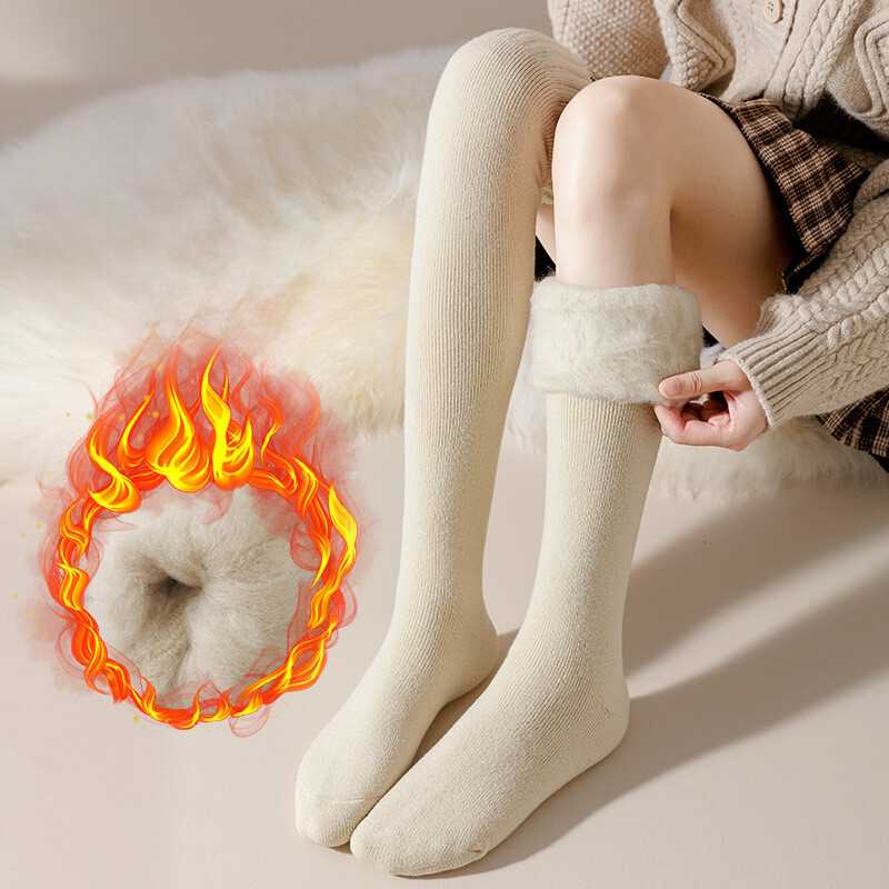 Tất len nữ dài qua đầu gối lót nhung dày dặn