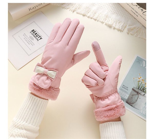 Găng tay nữ có lót nỉ dày, chống nước hỗ trợ cảm ứng màn...