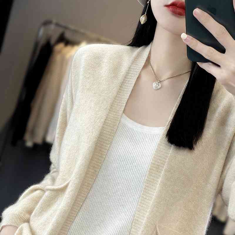 Áo khoác len cardigan dệt kim nữ