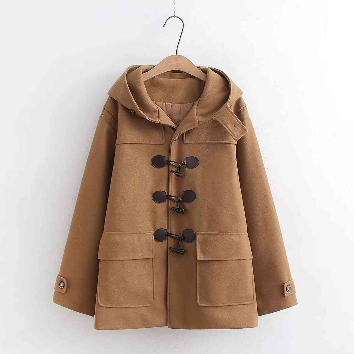 Áo khoác dạ nút sừng phong cách Nhật Bản cổ điển 