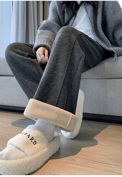 Quần nỉ nữ ống rộng lưng cao giữ ấm mùa đông