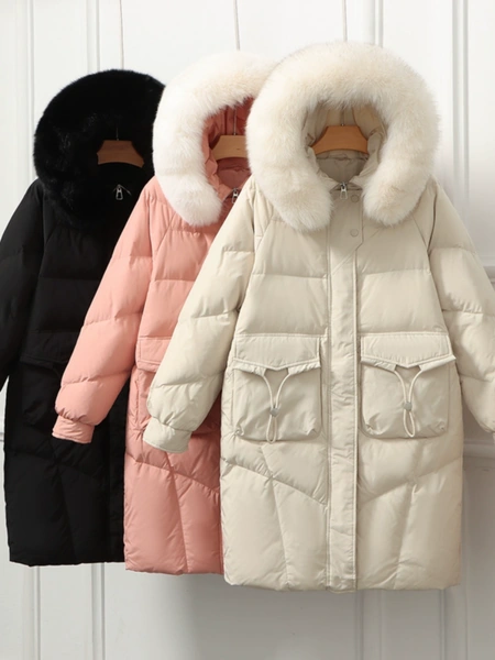 Áo phao lông vũ nữ lông vịt trắng dáng trung dài, dễ phối đồ...