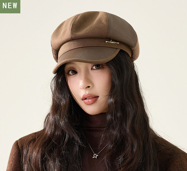 Mũ beret nữ thu đông, họa tiết kẻ caro phối màu