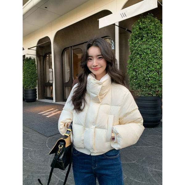 Áo khoác phao lông vũ nữ cổ cao dáng bánh mì, ấm áp phồng nhẹ...
