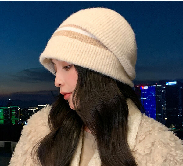 Mũ len nữ phối màu thời trang giữ ấm mùa thu đông