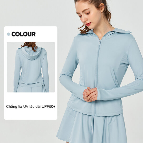 Áo khoác chống nắng nữ, mũ rời tiện lợi