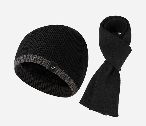 Bộ 2 món mũ len khăn quàng lót lông mùa đông mũ chui đầu giữ...