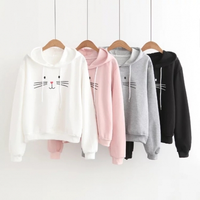 Áo hoodie hình mặt mèo