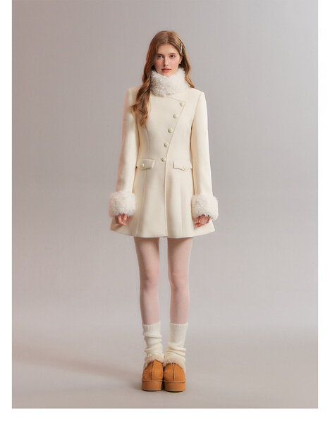 Áo khoác dạ nữ phong cách tiểu thư, cổ chéo thiết kế độc...