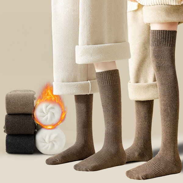 Vớ tất dài cho nữ lót lông dày dặn giữ ấm mùa thu đông