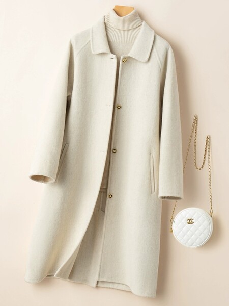 Áo khoác dạ lông cừu form dàicho nữ