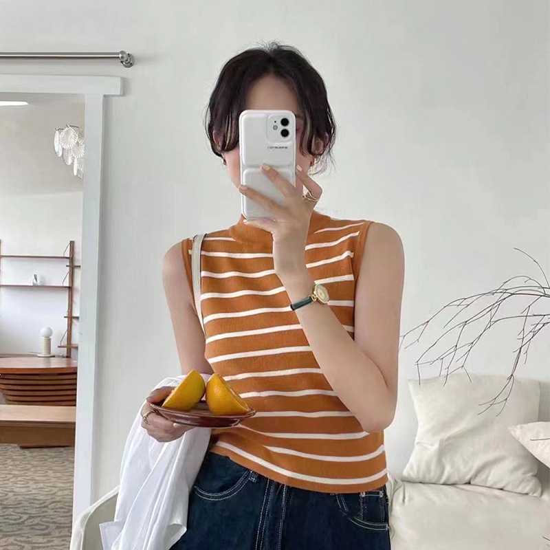 Áo thun nữ sọc ngang dệt kim dành cho nữ 