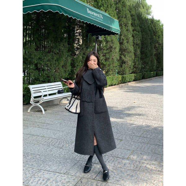 Áo khoác dạ nữ dáng dài, chất liệu len hai mặt cao cấp, kèm...