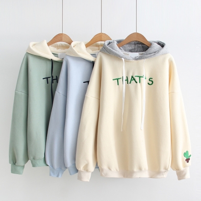 Áo hoodie thêu hình chữ THAT'S