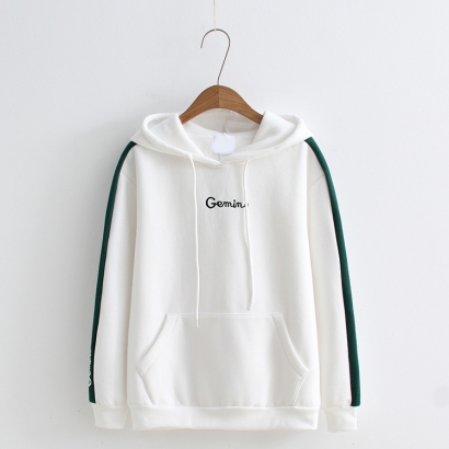 Áo hoodie thêu chữ Gemini
