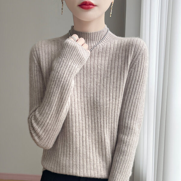 Áo len nữ cổ cao vừa phong cách thanh lịch giữ ấm mùa thu đông
