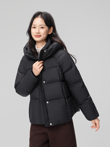 Áo khoác phao lông vũ nữ dáng ngắn thiết kế đơn giản dày...