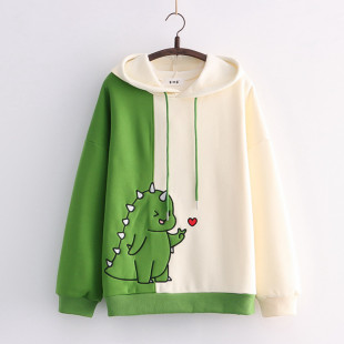 Áo hoodie nữ thêu hình chú khủng long