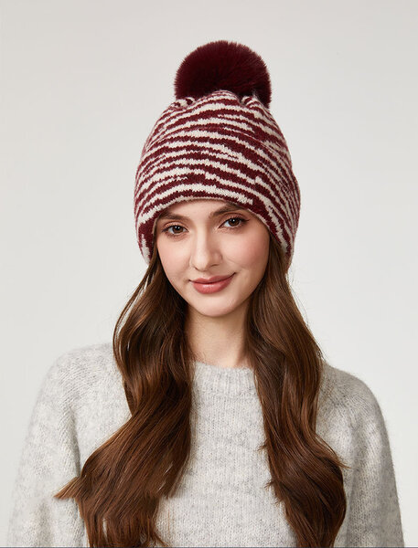 Mũ len nữ họa tiết ngựa vằn thu đông phong cách Hàn Quốc, dễ...