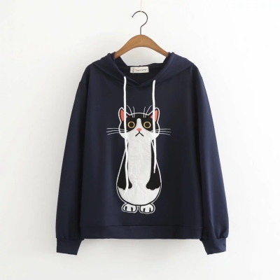Áo hoodie dài tay hình chú mèo bụng béo