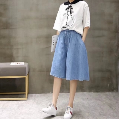 Quần short jean ống rộng