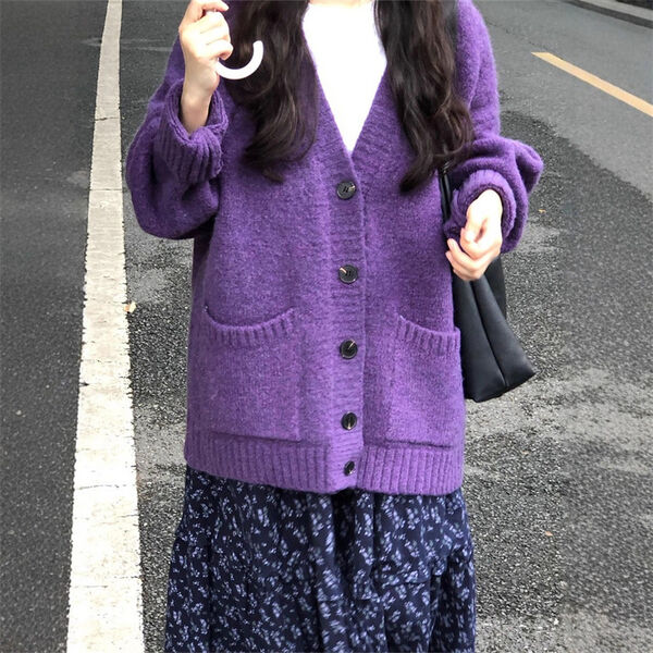 Áo khoác len cardigan dáng rộng phong cách Hàn Quốc dáng rộng...