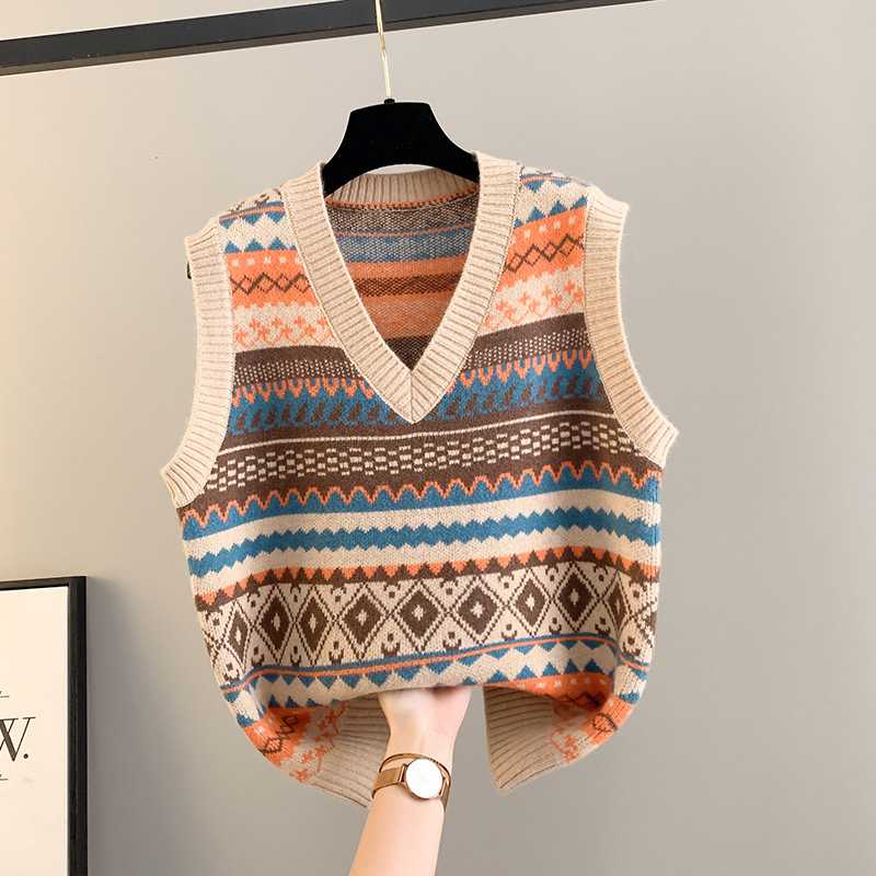 Áo len gile nữ dệt kim cổ chữ V