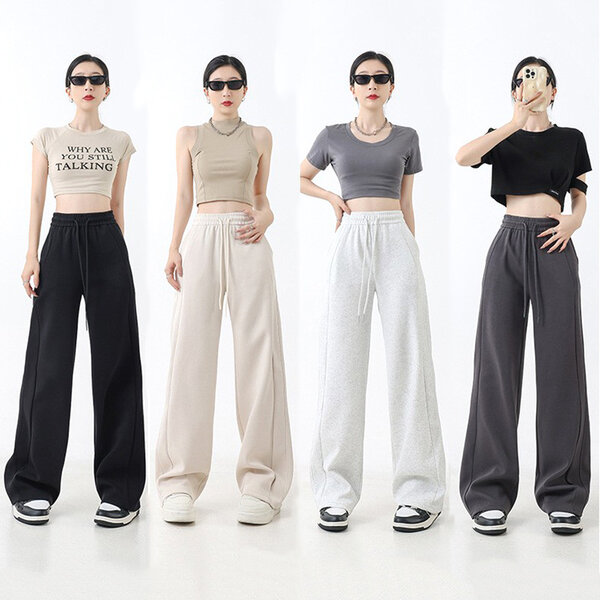 Quần ống rộng nữ dáng suông mùa xuân thu