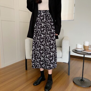 Chân váy nữ dài họa tiết hoa nhí