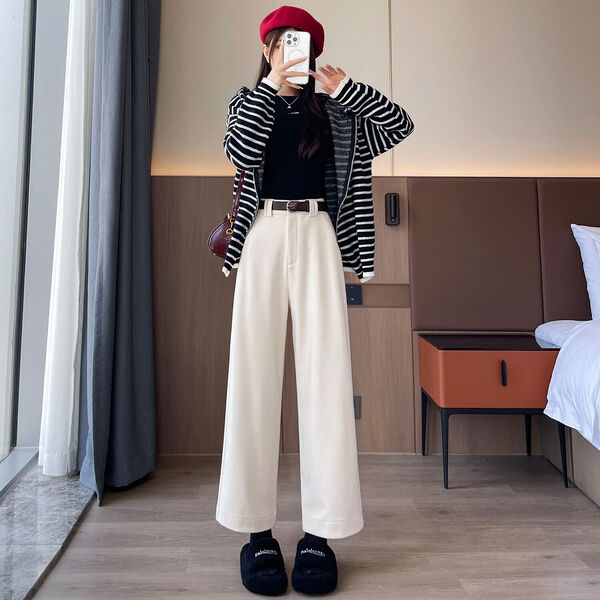 Quần tây ống suông chất dạ nữ bên trong có lớp lót giữ ấm...