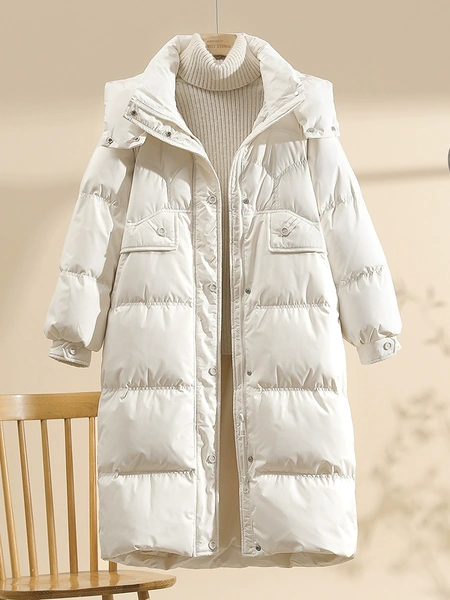 Áo khoác phao lông vũ nữ lông ngỗng trắng dáng dài, dày dặn...